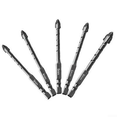 5 Eccentric Drill Bits for Making Holes in Glass Tiles, Tungsten Steel Alloy (A)