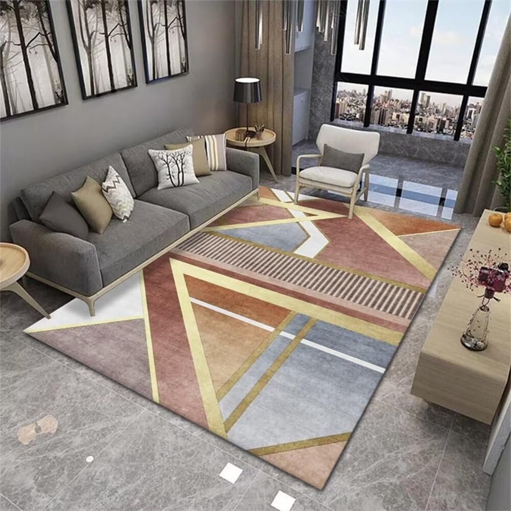 RUGMRZ Modern Geometric Non-Slip Washable Rug, Multicolor, 120 x 160 cm