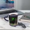 ZORIN Heat-Sensitive Color-Changing Ceramic Mug, Black Horse, Green Glitter Galaxy Design view 2
