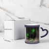 ZORIN Heat-Sensitive Color-Changing Ceramic Mug, Black Horse, Green Glitter Galaxy Design view 3