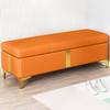 Faux Leather Storage Bench with Metal Legs and Hinged Lid view 1
