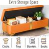 Faux Leather Storage Bench with Metal Legs and Hinged Lid view 3