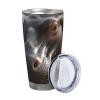 FJWSLCH Stainless Steel Tumbler with Lid and Straws, Vacuum-Insulated, 590 ml view 2