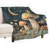 Retro-Style Snails and Mushrooms Throw Blanket for Couch and Sofa, Soft Plush Cozy Flannel Blanket with Nighttime Stars, Moon and Butterflies for Camping and Travel, 152.4 x 203.2 cm view 1
