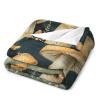 Retro-Style Snails and Mushrooms Throw Blanket for Couch and Sofa, Soft Plush Cozy Flannel Blanket with Nighttime Stars, Moon and Butterflies for Camping and Travel, 152.4 x 203.2 cm view 3