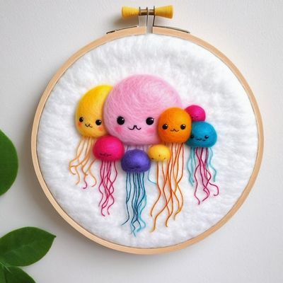 WallustrioaW Beginner Needle Felting Kit, Jellyfish Design