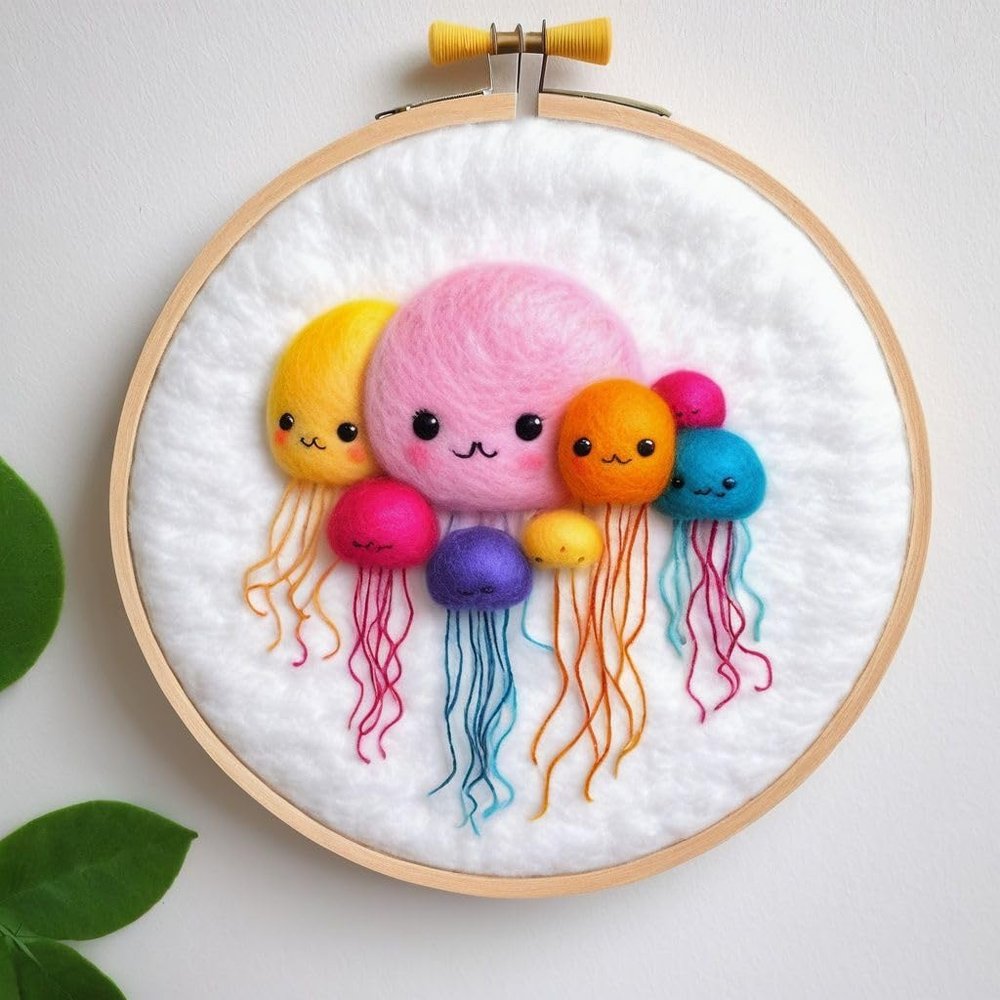 WallustrioaW Beginner Needle Felting Kit, Jellyfish Design