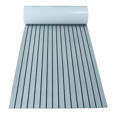 MKLHAVB 2.4 m Self-Adhesive EVA Foam Boat Flooring, Faux Teak Decking Sheet, Gray/Black