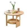 KLJUddGY Bamboo Side Table, Round Design Table with Storage, Compact Accent Table view 1