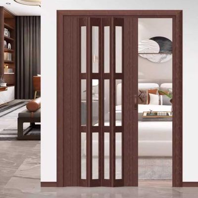 PVC Folding Door for Bedroom, Hallway, or Room Divider, 89 x 100 cm, Brown
