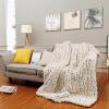 Handmade Chunky Knit Blanket, Navy Blue, Soft, Thick and Warm, 120 x 180 cm view 2