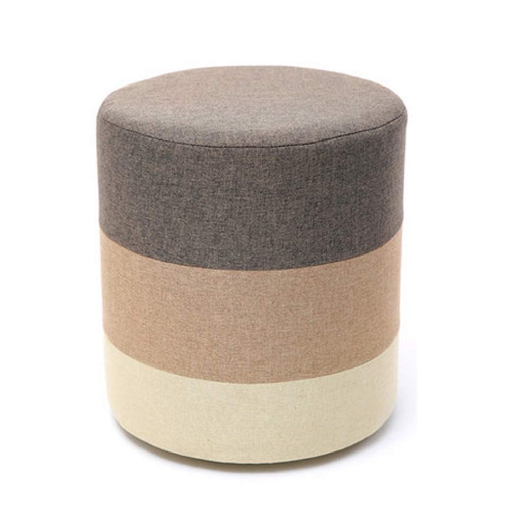 Solid Wood Footstool Small Fabric Shoe Bench, Rainbow Brown