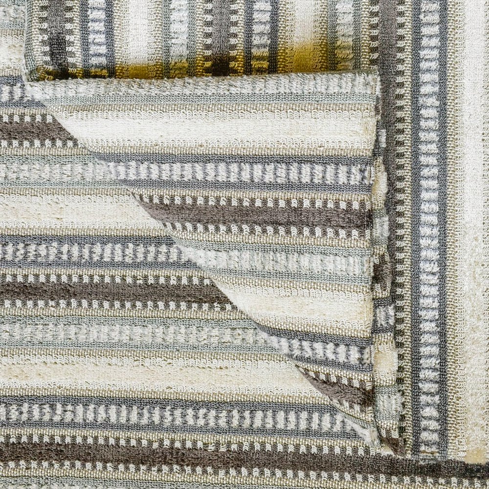 Fabric Mart Direct Gray and Blue-Green Striped Jacquard Velvet Fabric by the Meter, 17 Continuous Meters, 137 cm Wide
