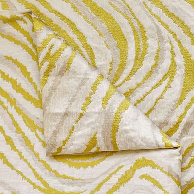 Fabric Mart Direct Chartreuse & Beige Polyester-Cotton Fabric, 12 Continuous Meters, 137 cm Wide