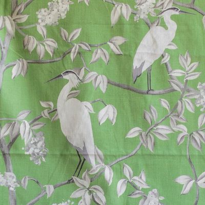 Fabric Mart Direct Green, White and Gray Printed Cotton Fabric, 9 Continuous Meters, 137 cm Wide