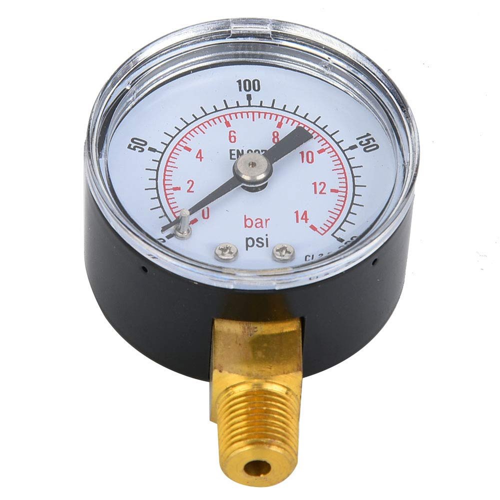Mechanical Pressure Gauge, Bottom-Mounted, 0–200 psi / 0–14 bar