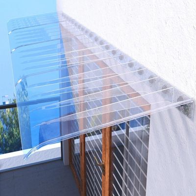 Invisible Door Awning, 3 mm Polycarbonate, Clear/Brown, 24 x 16 in