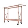 Folding Clothes Drying Rack with 48 Windproof Holes, Double Rod and Shelf, Rose Gold, 120–220 × 47 × 119 cm view 1