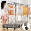 Folding Clothes Drying Rack with 48 Windproof Holes, Double Rod and Shelf, Rose Gold, 120–220 × 47 × 119 cm view 4