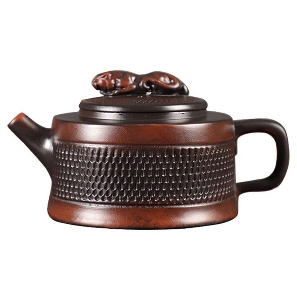 Floral Chinese Teapot with Filter and Creative Handle
