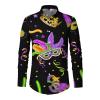 Men’s Carnival Costume Shirt, 60s–80s Retro Long-Sleeve Party Shirt with Vintage Digital Print view 1
