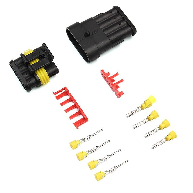 REIUAFWYGV 5 Sets 1/2/3/4/5/6-Pin AMP-Seal Waterproof Electrical Wire Connectors for Cars (4-Pin)