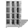 Metal Locker Cabinet with 12 Compartments, Lockable, 90 x 45 x 180 cm view 4