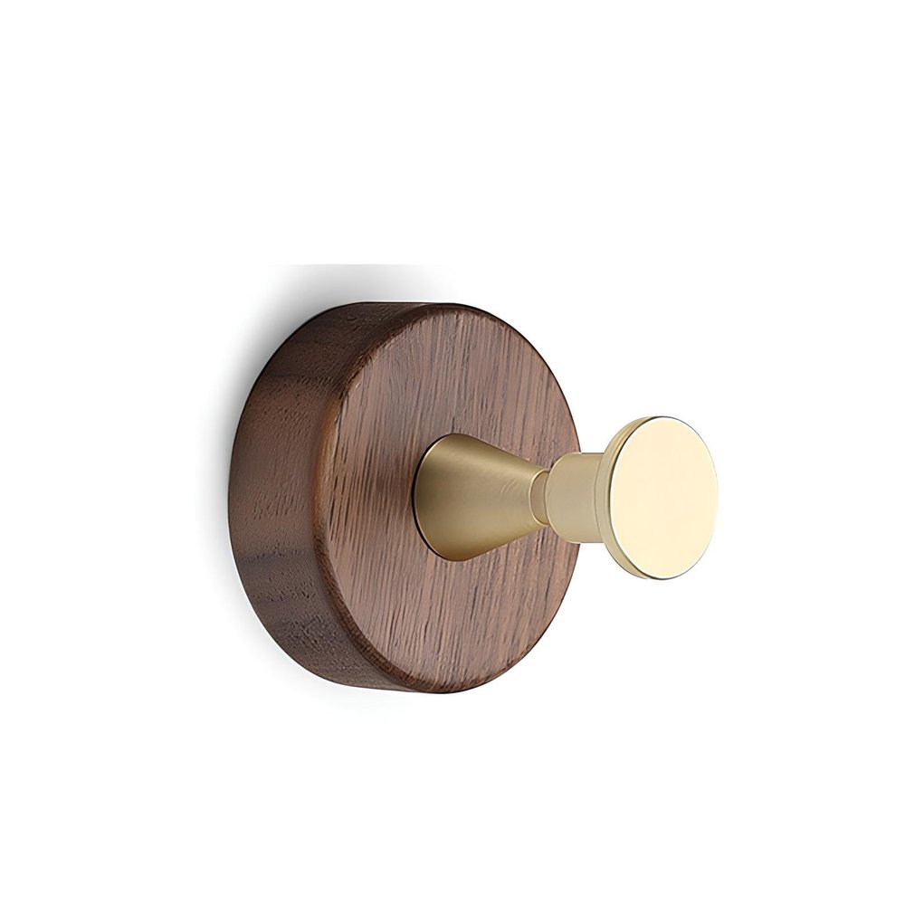 Walnut Wood Wall-Mounted Coat Rack, Retro Decorative Hooks for Entryway, Bedroom or Behind a Door, 1/4/5/6/8 Hooks (Gold, 5 cm/1.9 in)