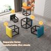 5-in-1 Blue Cube Stool with Swivel Casters, Stackable, Nappa Leather view 4