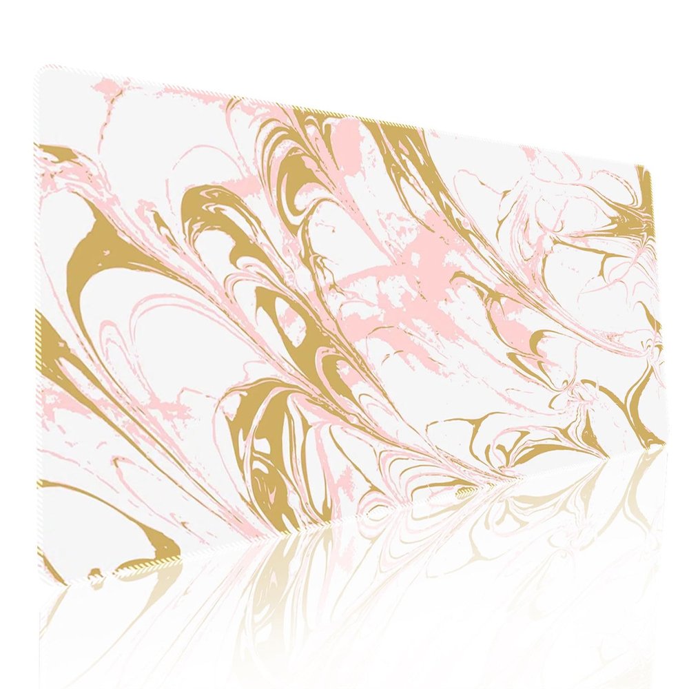 Surwin Large Marble-Texture Gaming Mouse Pad, Pink + Khaki, 210 x 260 mm