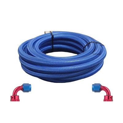 Automotive Fuel Hose, Oil/Gas Line, Nylon and Stainless Steel Braided, AN4/AN6/AN8/AN10/AN12, AN6 90° x 5 m