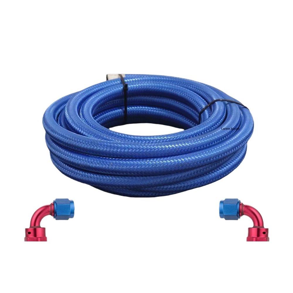 Automotive Fuel Hose, Oil/Gas Line, Nylon and Stainless Steel Braided, AN4/AN6/AN8/AN10/AN12, AN6 90° x 5 m
