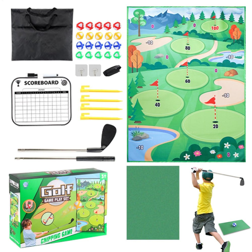 Golf Chipping Game Set with Indoor Chipping Mat