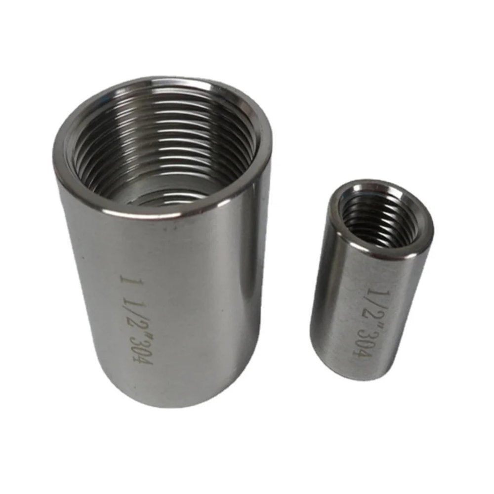 EJPPDHCO High-Pressure 1/8" 1/4" 3/8" 1/2" 3/4" 1" 1-1/2" 2" BSP NPT Female-Threaded 304/316 Stainless Steel Round Coupling, Pipe Fitting (NPT SS316, Round_1/4")