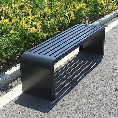 Outdoor Garden Bench, 100/120/150 cm, with Armrests and Backrest, Black