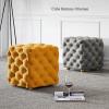Luxurious Button-Tufted Cube Footstool and Vanity Stool, Blue Velvet, 45 x 45 x 45 cm view 2