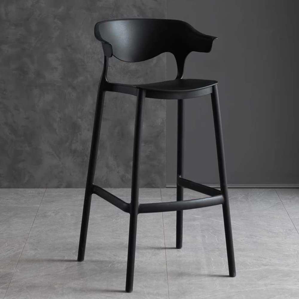 Stackable Black Plastic Bar Stool, 66 cm Seat Height