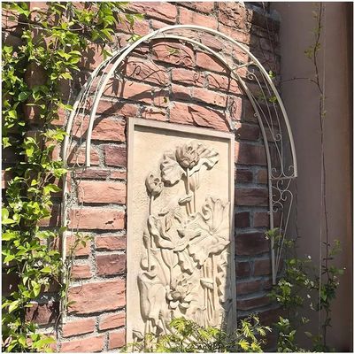 Metal Rose Vine Trellis for Climbing Plants, Semicircular Garden Arch, White, 150 x 21 x 147 cm
