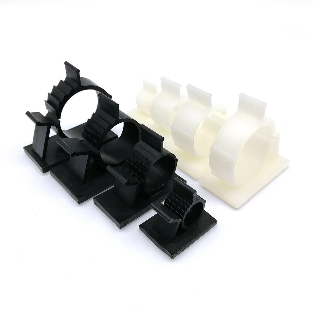 5-Piece Black/White Nylon Plastic Self-Adhesive Cable Clips, White Size C
