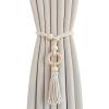 KFMON 1/2-Pack Adjustable Woven Curtain Tiebacks with Tassel and Wooden Ring, Handmade Braided Rope for Home and Office Curtains view 1