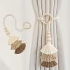 KFMON 1/2-Pack Adjustable Woven Curtain Tiebacks with Tassel and Wooden Ring, Handmade Braided Rope for Home and Office Curtains view 3