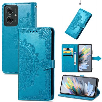 LMFULM Wallet Case for Motorola Moto G55 6.49-inch, Blue