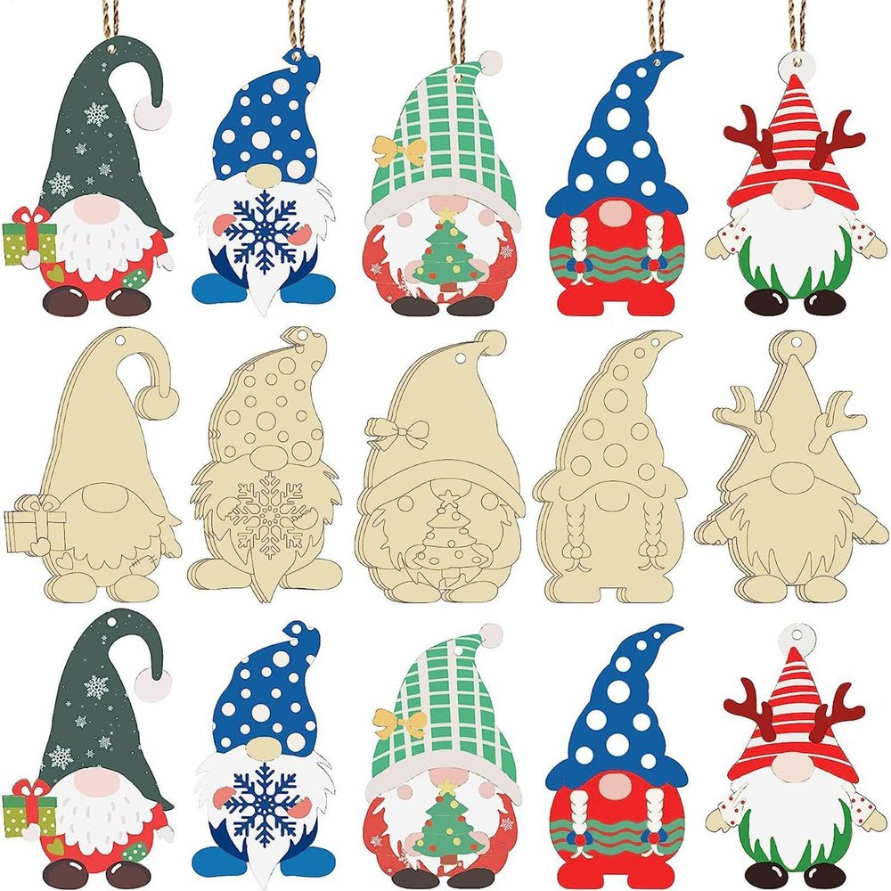 Wooden Gnomes to Paint – 25 Unfinished Christmas Ornaments