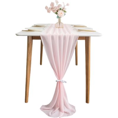 HSTWODE 1-Piece Soft Chiffon Table Runner, 70 x 300 cm, Pink