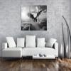 Deyoli Canvas Print, Majestic Dragon Flying Above the Clouds in Sunlight, 120 x 80 cm, 3-Piece, Black & White, XXL view 2