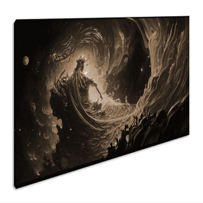 Luminous Dance of a Cosmic Being in Infinite Space, Panorama 80 x 40 cm, Sepia Effect, XXL Canvas Wall Art