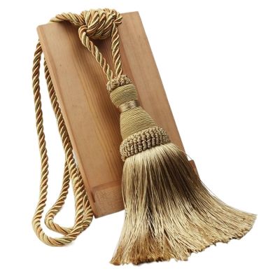 YXINAER Curtain Tieback, 1 Pc, Gold Polyester Rope with Single Ball Tassel
