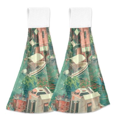 Amooorous Ryo Takemasa and Atey Ghailan Style 3D-Rendered Towels with Button Loop, 2-Piece Washcloths and Hand Towels, Dish Towels
