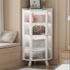 Tall Corner Cabinet with Acrylic Door, 5 Tiers, Freestanding Storage Shelf for Living Room, Home, Office, Kitchen, White view 1
