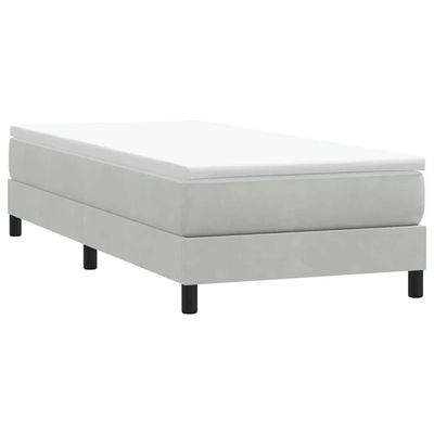 vidaXL Box Spring Bed without Mattress, Light Gray, 100 x 220 cm, Velvet